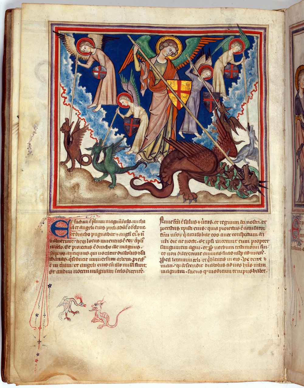 An illuminated medieval scripture manuscript page